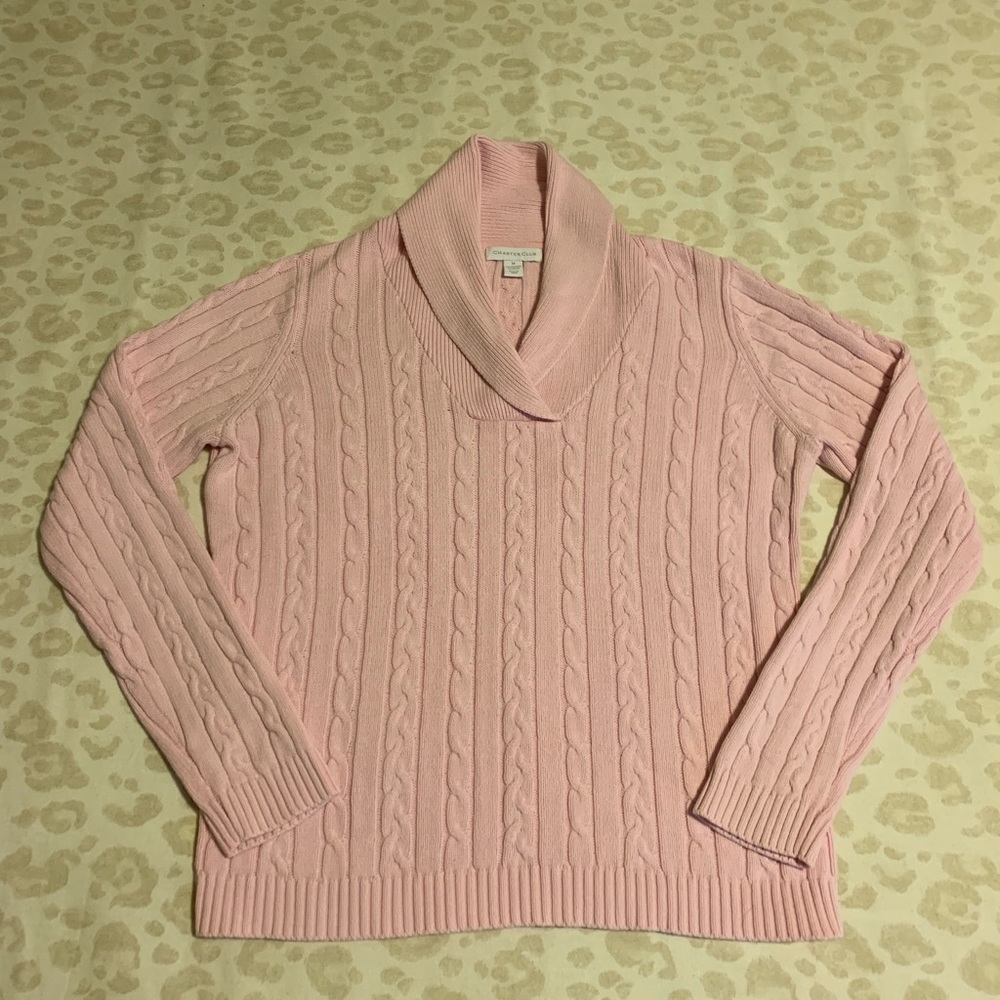 Charter club pink cable knit sweater